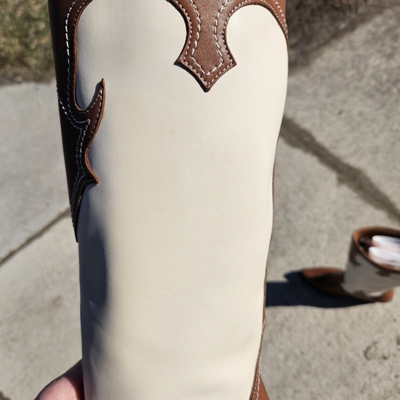 Zodiac Dawson Western Tall Boots - Brown/Cream Leather - Size 5.5M- NEW - Picture 9 of 16